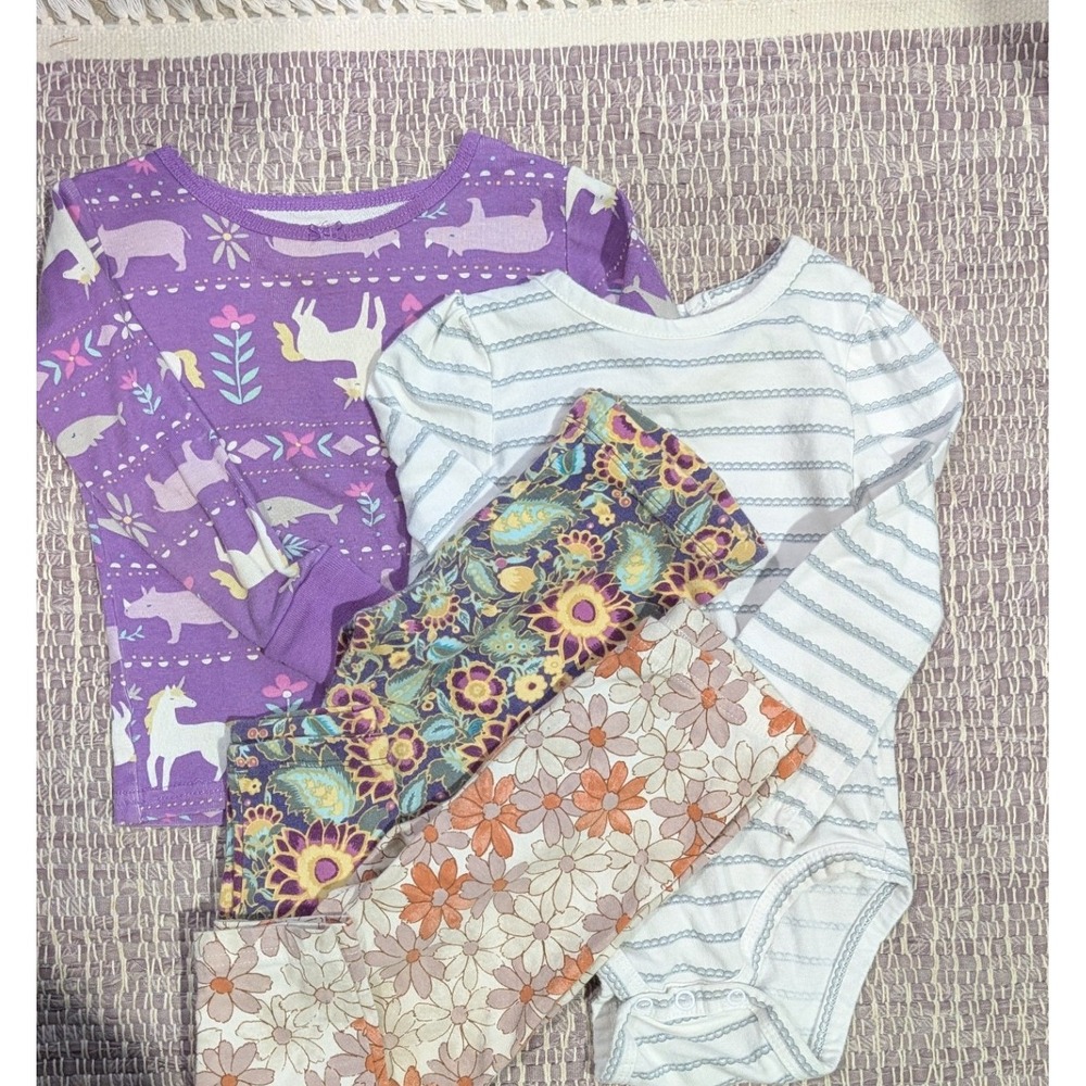 Toddler Long Sleeve‎ Shirt, Stripped Bodysuit + 2 Leggings Size 24MO